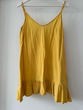 Yellow Ruffle Hem Slip Dress